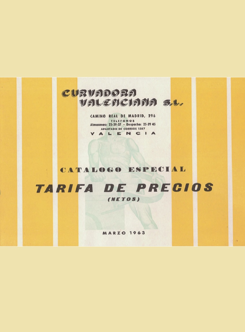 Tarifa de precios del catálogo especial de Curvadora valenciana